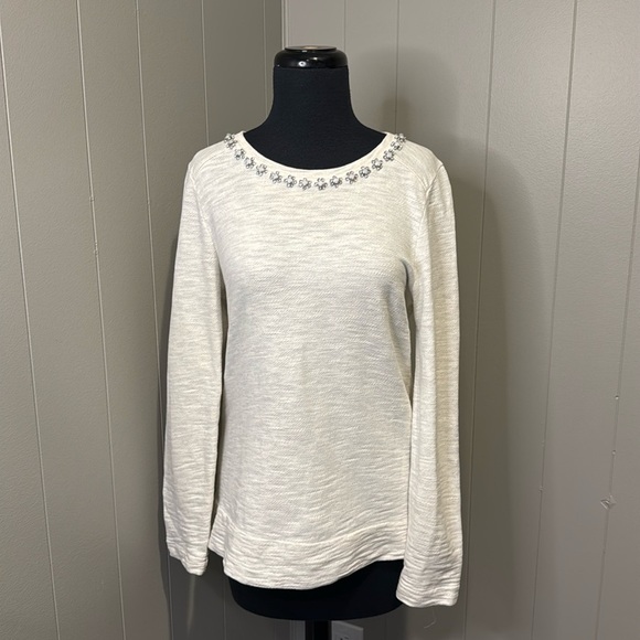 J. Crew Women’s Small Jewled Collar Sweater Pullover Long Sleeve - Picture 1 of 6